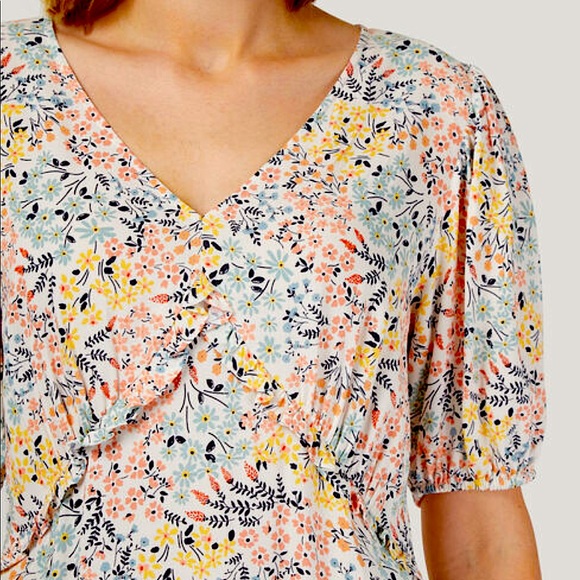 JEANSWEST | Sonia V Neck Casual/ Summer Dress | Coral Print | NWT | Size 12 - Picture 2 of 11